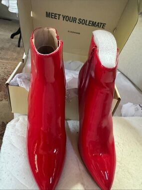 Adams Red Patent Pointed Ankle Booties